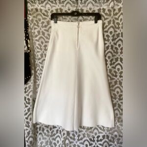 Zara Woman Cream Elegant Front Pockets and Zip Midi Fit & Flair High Waist Skirt